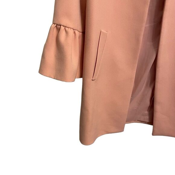 Zara Pink Open Front Ruffle Sleeve Occasion Coat Size MED - Picture 2 of 8